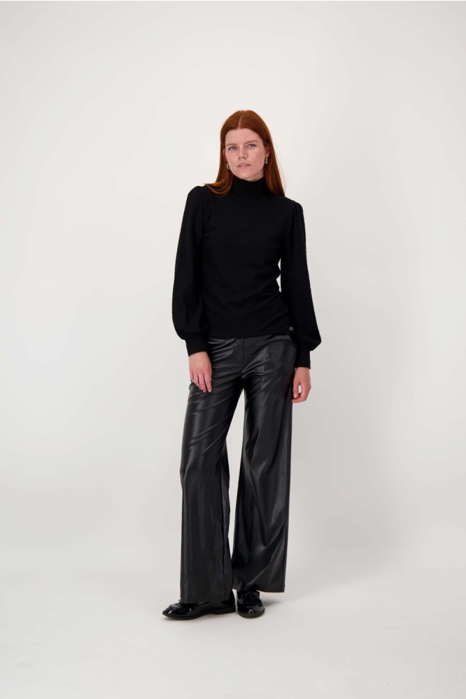 FAUX GLANS LEREN WIDELEG 0303 097 0000 ZWART